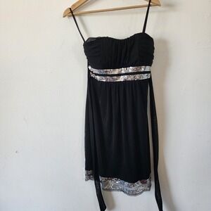 Y2k Formal Dress By Sweet Storm Size Medium Black Sequin Embellished